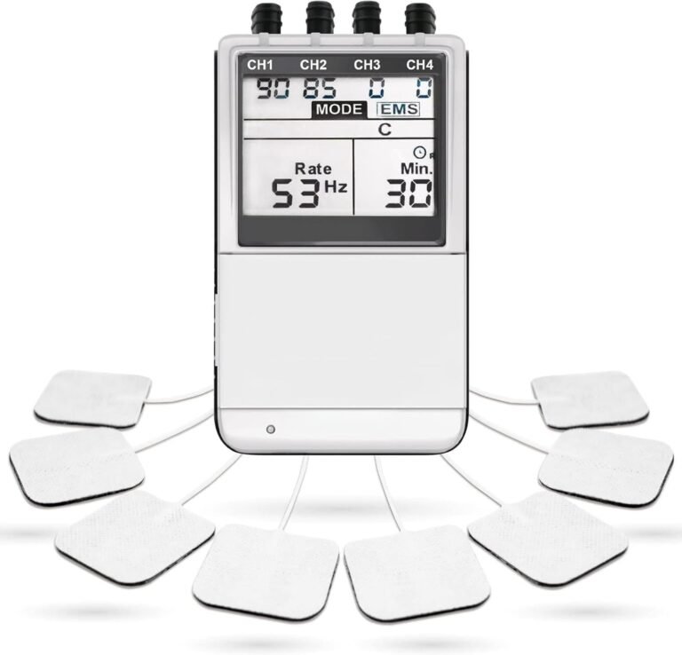 RelaxSmart Electric Muscle Massager, Electric Transcutaneous Muscle Massager for Back and Neck Pain Relief by 4Channel OTC TENS