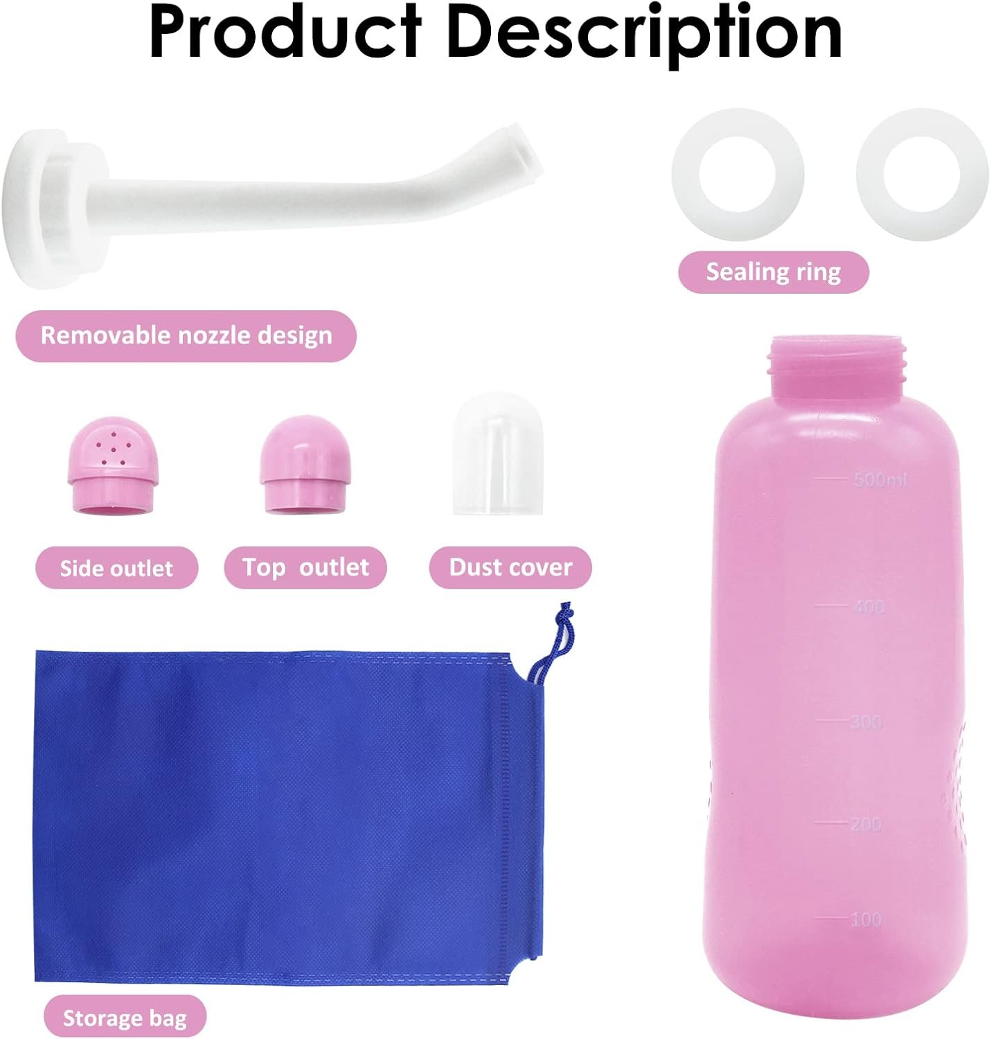 Peri Bottle Postpartum, RUFCRIL 500ml Perineal Wash Bottle, Portable Bidet Sprayer with Travel Bag, Boilable TPE, Leak-Proof, for Postpartum Care, Hemorrhoid Relief & Personal Hygiene - Image 3