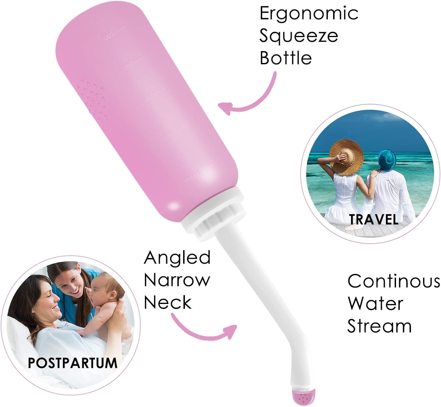Peri Bottle Postpartum, RUFCRIL 500ml Perineal Wash Bottle, Portable Bidet Sprayer with Travel Bag, Boilable TPE, Leak-Proof, for Postpartum Care, Hemorrhoid Relief & Personal Hygiene - Image 7
