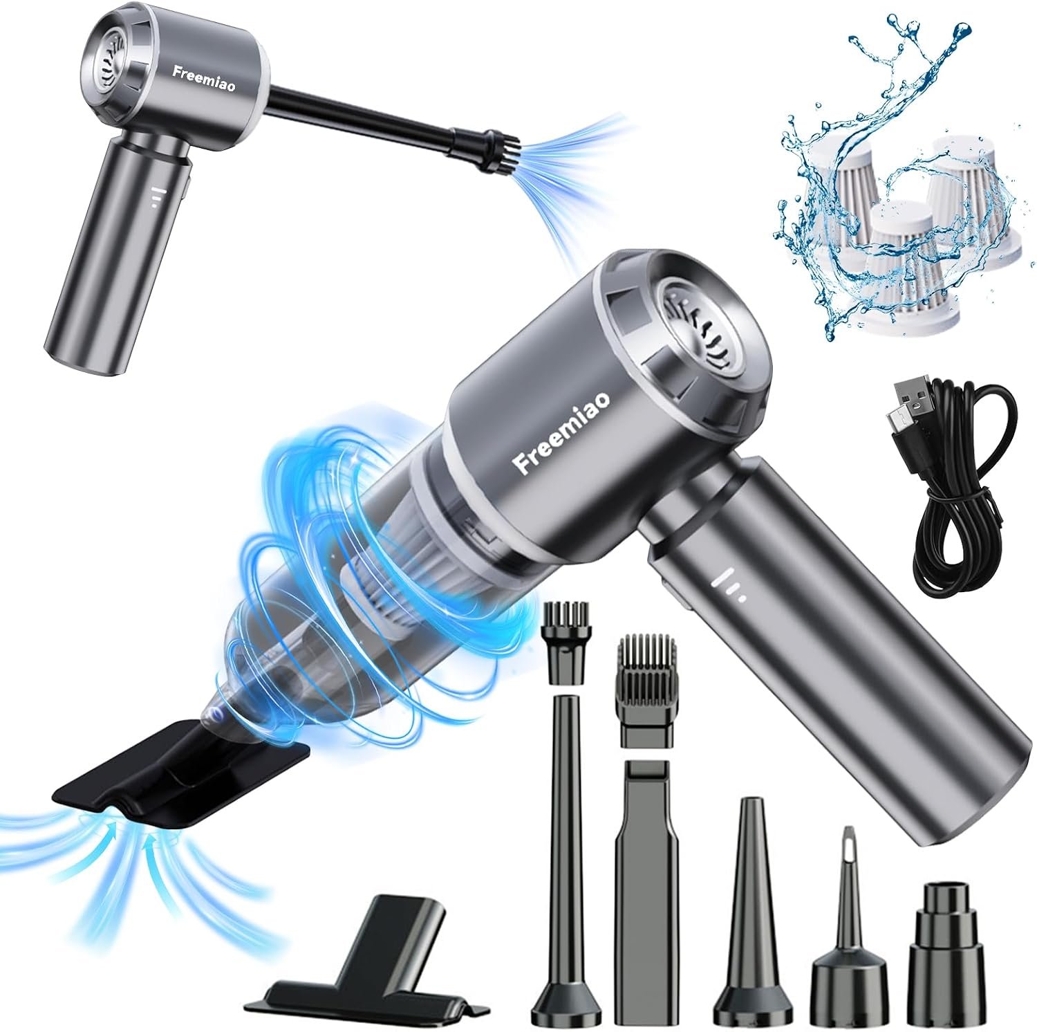 Wireless Car Vacuum 5 in 1 Handheld Mini Computer Vacuum Cleaner 23000 Pa Powerful Suction/Blowing/Inflating/Dust Removal HEPA Filter Rechargeable Portable for Car, Pet Hair - Image 7