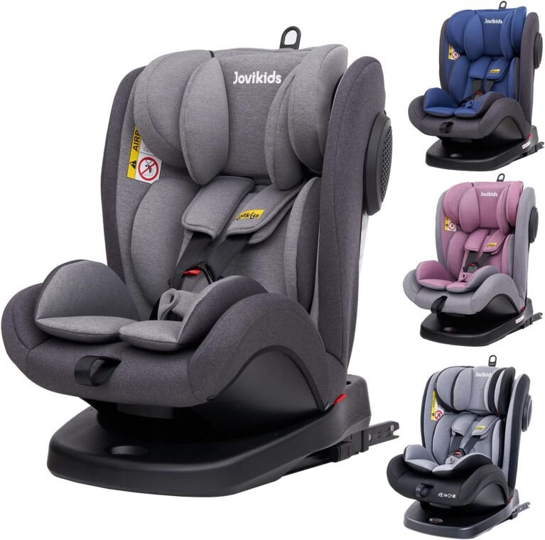 Jovikids Safety Baby Car Seat with Isofix and Top Tether, 360 Degree Swivel Child Car Seat for Group 0/1/2/3, 0-12 Years Old, ECE R44/04, Black
