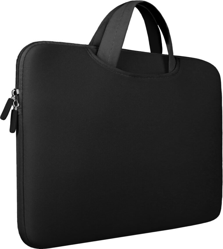 Laptop Sleeve 15.6 Inch, Durable Travel Briefcase with Two Extra Pockets, Business Document Case, Lightweight Computer Protective Case with HP, Black