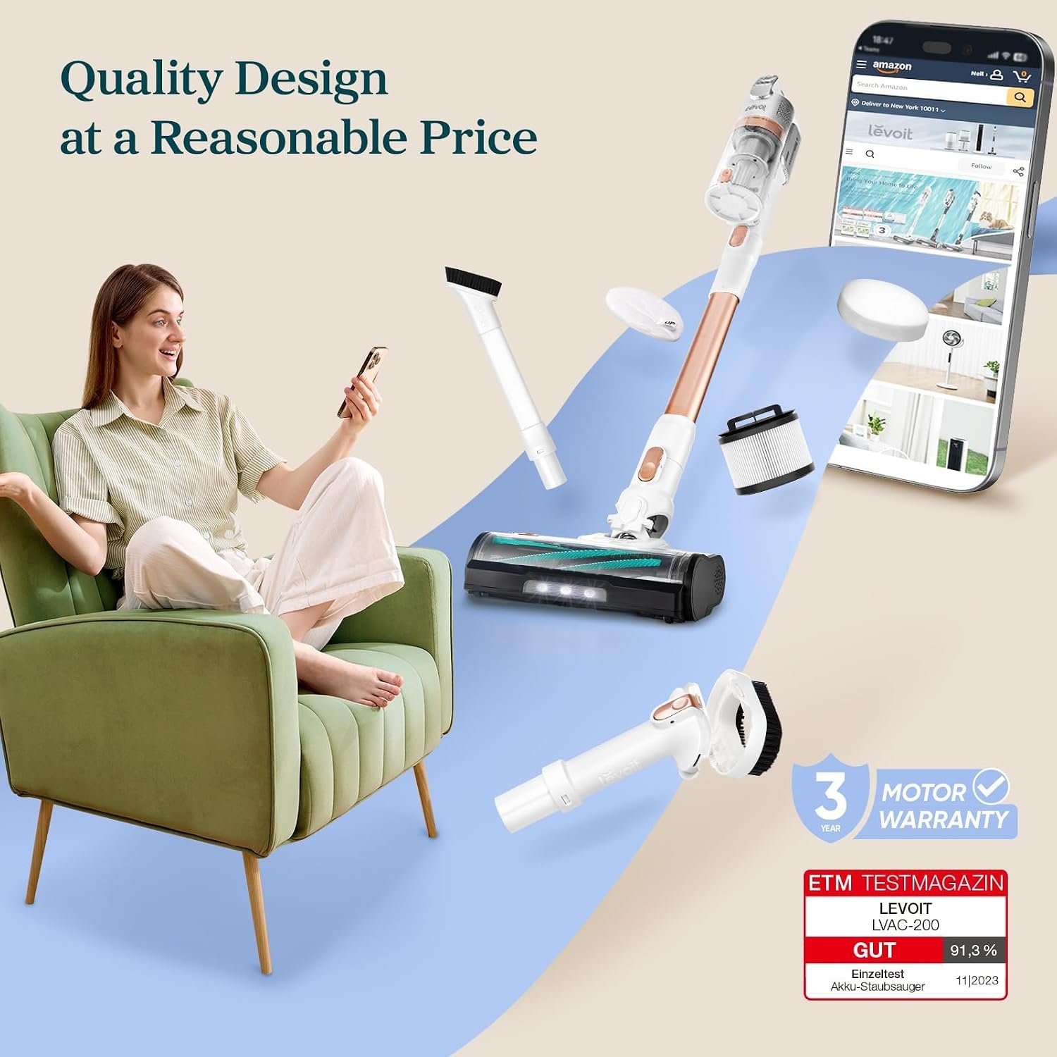 Levoit Vacuum Cleaner Cordless, Anti Hair Wrap Design, Self-Standing, 2 in 1 Handheld Stick Lightweight Cleaner - Image 6