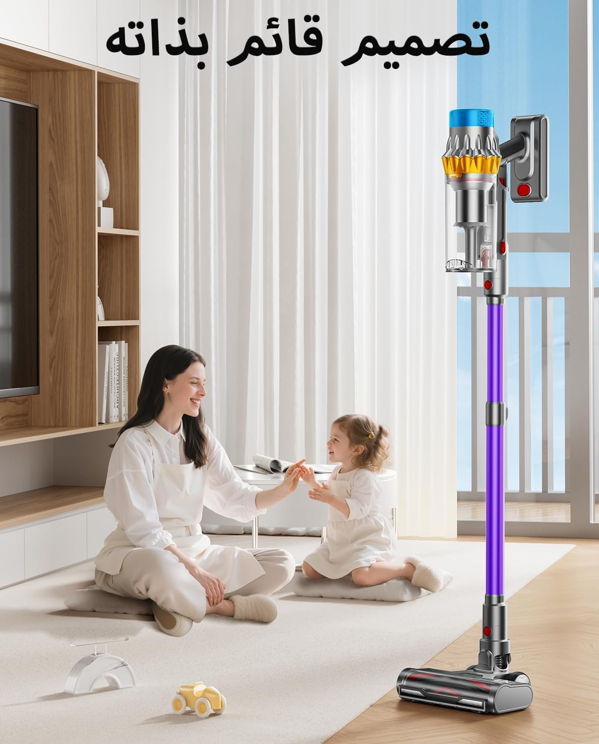 Cordless Vacuum Cleaner, 650W, 70min, 55Kpa Cordless Rechargeable Tangle-Free Vacuum Cleaner/LED Display/1.8L Cup for Home Pet Hair/All Floor - Image 3
