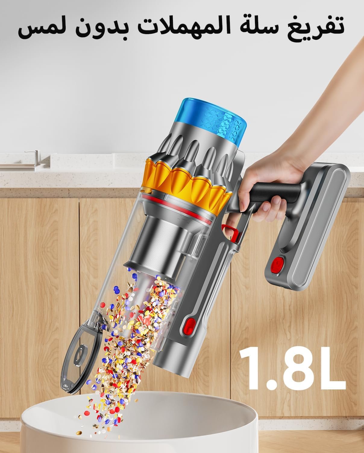 Cordless Vacuum Cleaner, 650W, 70min, 55Kpa Cordless Rechargeable Tangle-Free Vacuum Cleaner/LED Display/1.8L Cup for Home Pet Hair/All Floor - Image 7