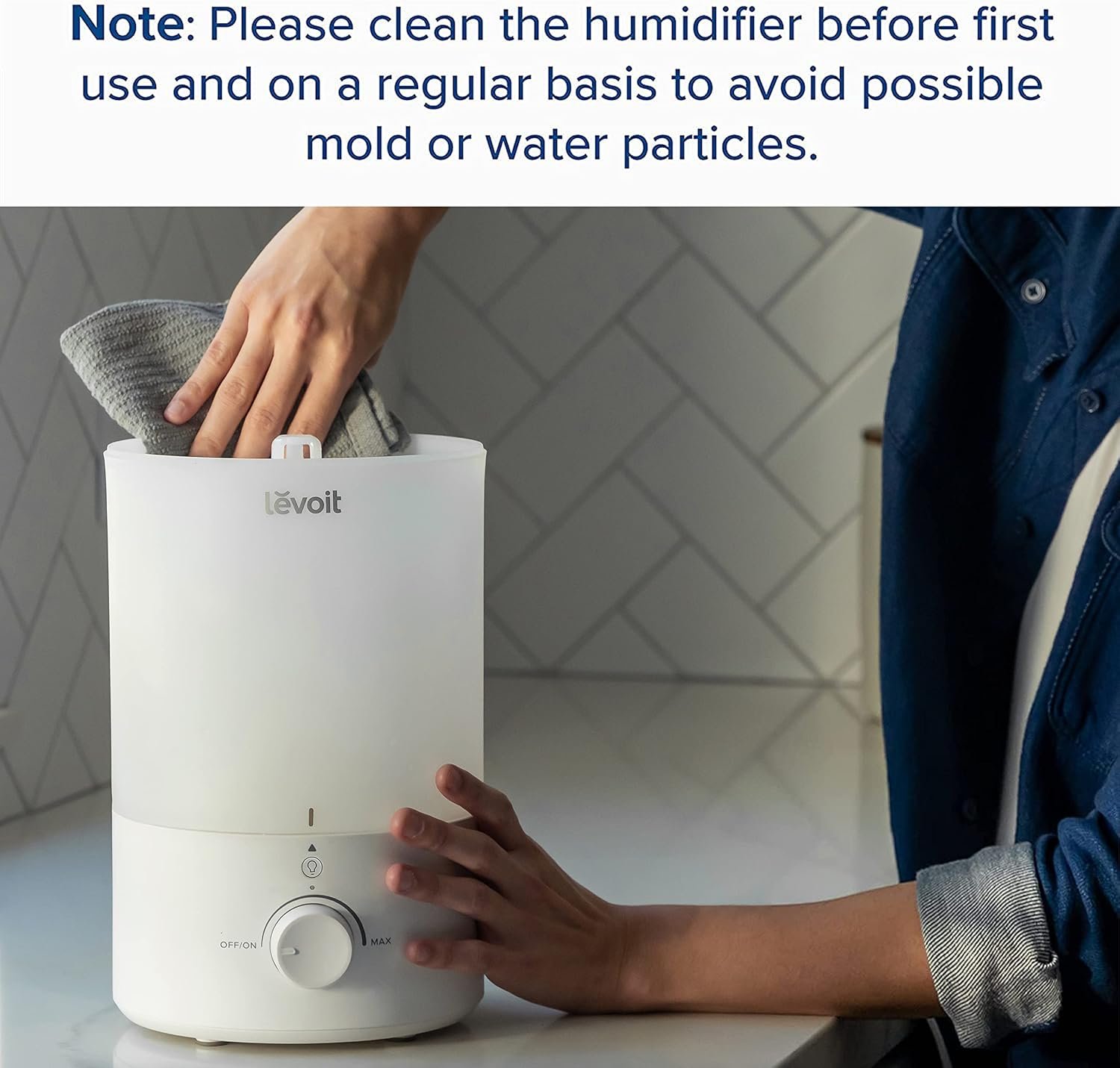 LEVOIT 3L Humidifiers for Bedroom Baby Room with Night Light, Cool Mist Humidifier for Home, Office & Plant, Auto-Off, Up to 25H for 27 ㎡, Quiet Operation with 360° Rotation Nozzle- 2 Filter Sponge - Image 7