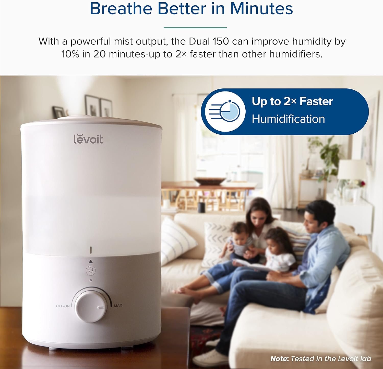 LEVOIT 3L Humidifiers for Bedroom Baby Room with Night Light, Cool Mist Humidifier for Home, Office & Plant, Auto-Off, Up to 25H for 27 ㎡, Quiet Operation with 360° Rotation Nozzle- 2 Filter Sponge - Image 3