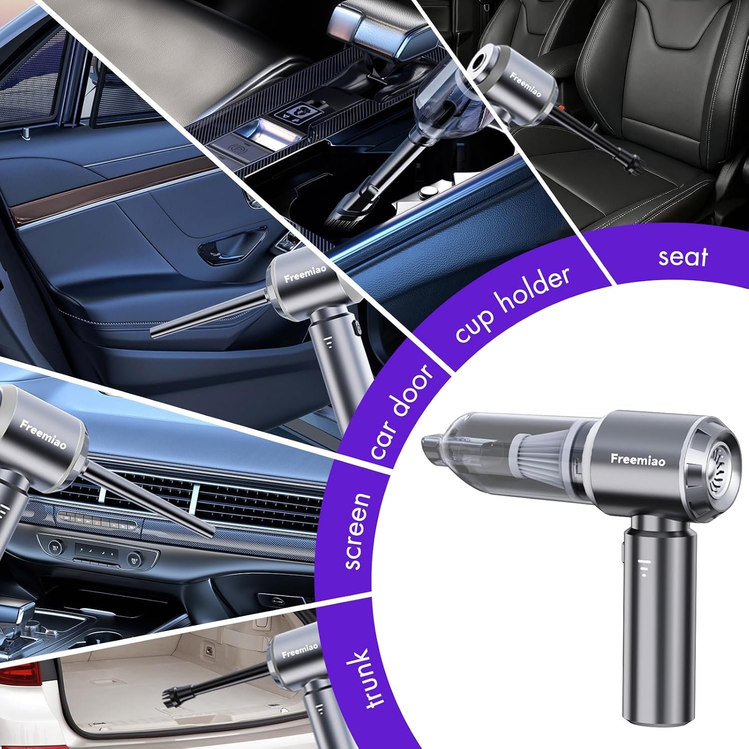 Wireless Car Vacuum 5 in 1 Handheld Mini Computer Vacuum Cleaner 23000 Pa Powerful Suction/Blowing/Inflating/Dust Removal HEPA Filter Rechargeable Portable for Car, Pet Hair - Image 2