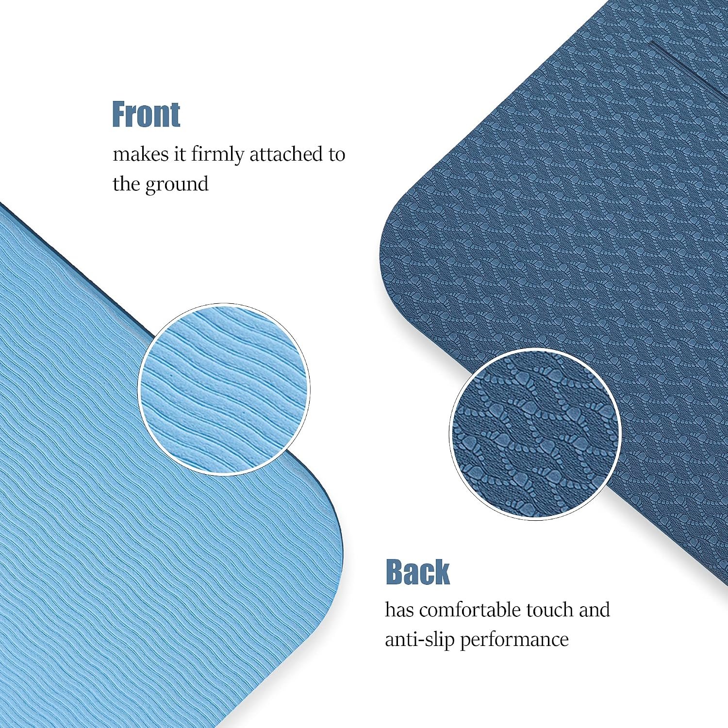 HERUI Yoga Mat Alignment Lines Anti-Slip Exercise Mat with Carrying Bag Fitness Mat for Pilates 183CM*61CM*6MM Thickness for Woman Man Beginners - Image 3